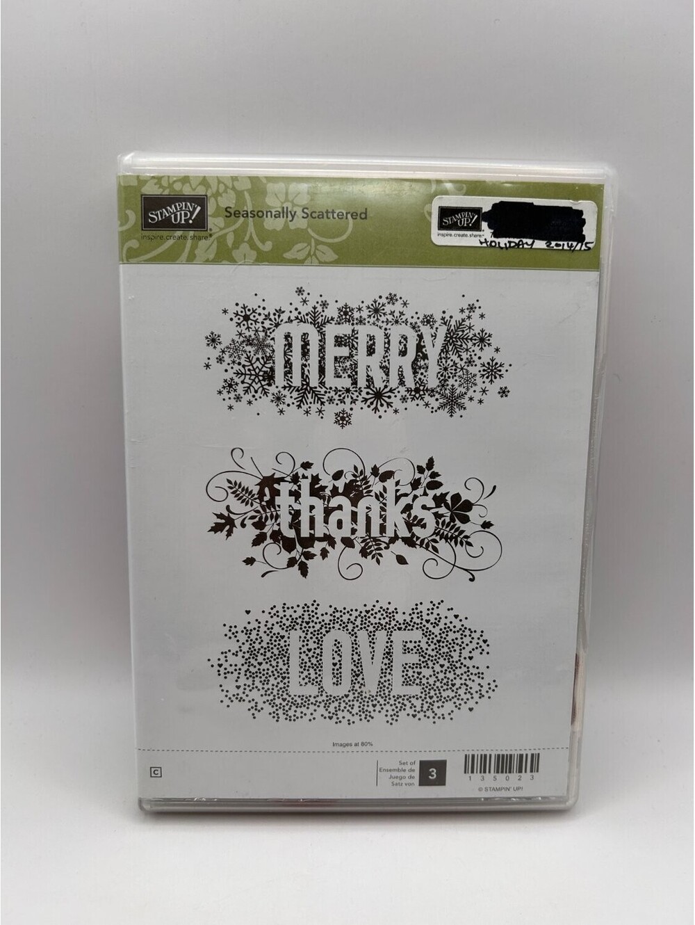 Stampin' Up! Seasonally Scattered Cling Stamp Set Holiday Sentiments MPN 135023